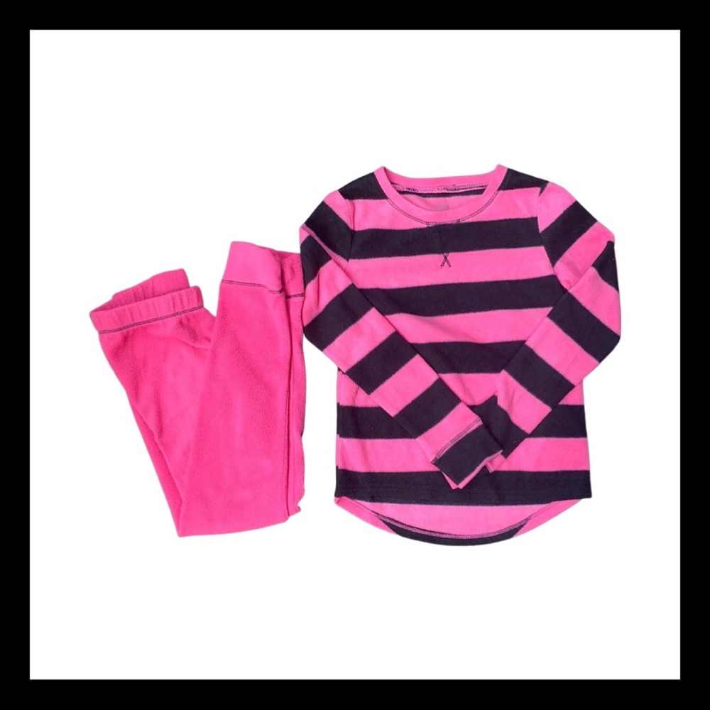 Pink and black striped Girls pjs size small (5/6)